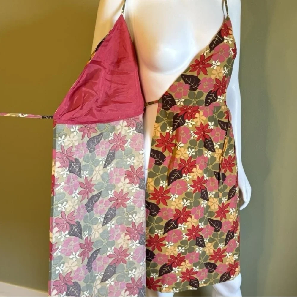 J. Crew Multicolor Floral knee length wrap Dress spaghetti straps Y2K size 14